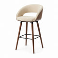 Sgabello da bar con schienale beige in poliestere bouclé e legno massello noce 55 x 54 x 100 cm