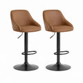 Set 2 sgabelli da bar regolabili marrone in pelle sintetica PU con schienale e base in acciaio 49 x 54 x 89-110 cm