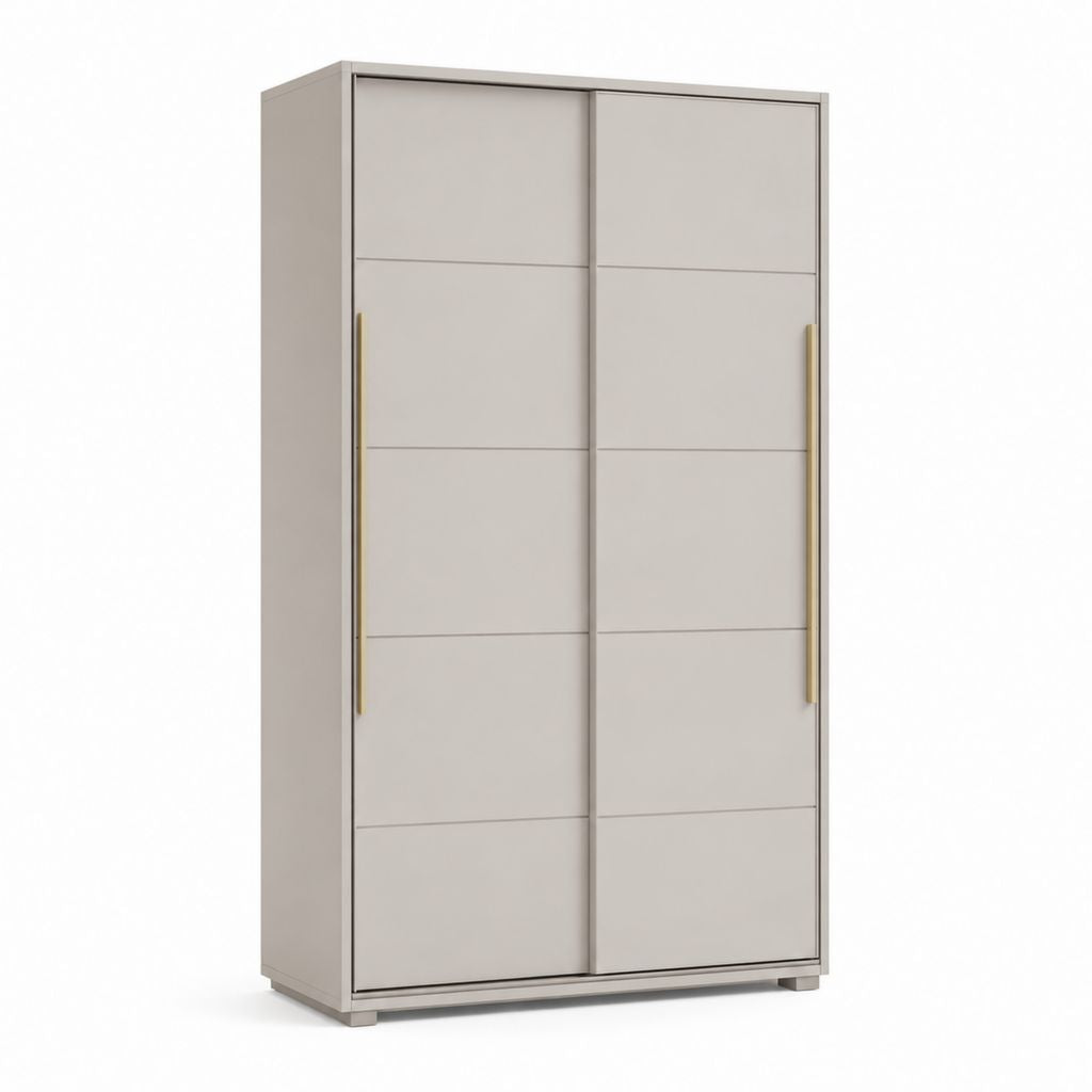 Armadio guardaroba a 2 ante scorrevoli beige in pannello truciolare nobilitato 120 x 60 x 200 cm