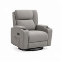 Poltrona relax reclinabile girevole grigia in poliestere con portabicchieri 90 x 92 x 103 cm