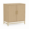 Armadio basso a 2 ante rovere chiaro in MDF impiallacciato 80 x 40 x 100 cm