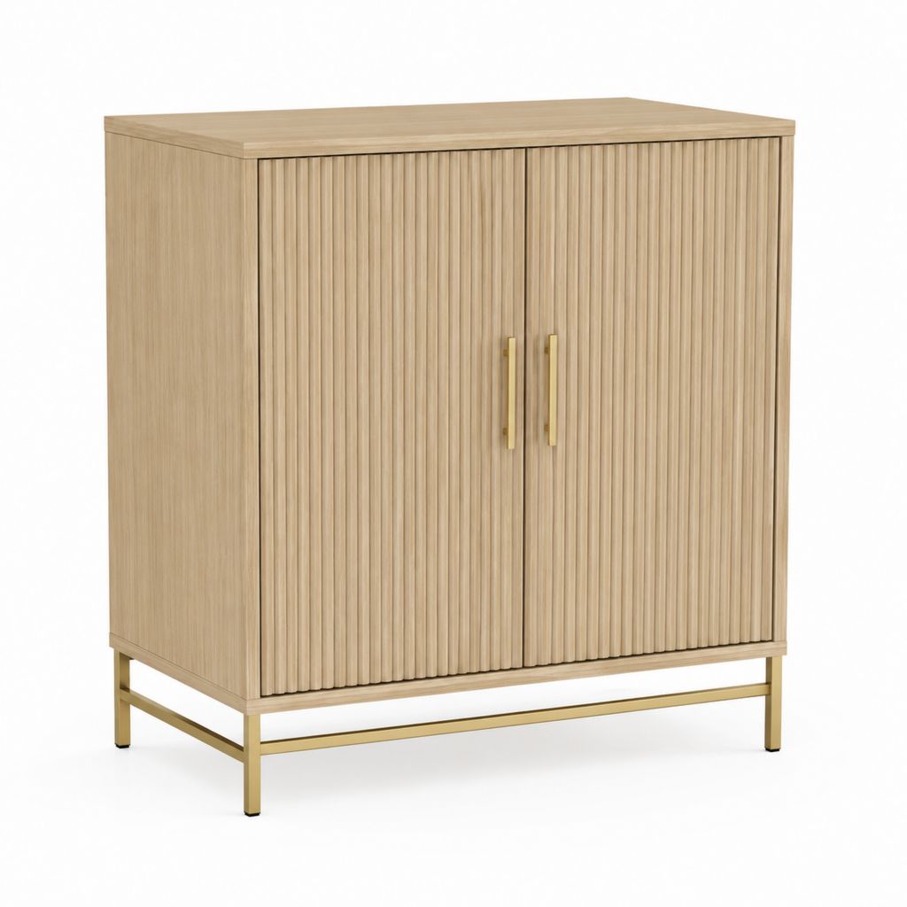 Armadio basso a 2 ante rovere chiaro in MDF impiallacciato 80 x 40 x 100 cm