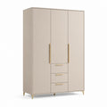 Armadio guardaroba 3 ante 3 cassetti beige in MDF rettangolare 120 x 52 x 200 cm