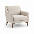 Poltrona da soggiorno beige in poliestere con gambe in legno massello 82 x 85 x 92 cm