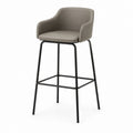 Sgabello da bar con braccioli grigio in pelle sintetica PU e acciaio 55 x 55 x 100 cm seduta 75 cm