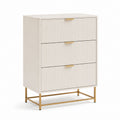Cassettiera 3 cassetti avorio in MDF laccato e acciaio rettangolare 80 x 40 x 110 cm