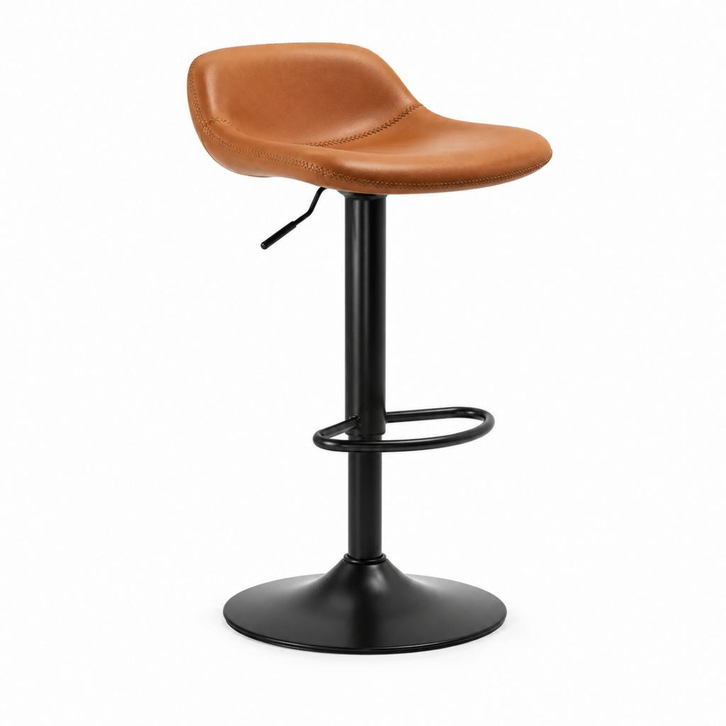 Sgabello da bar regolabile marrone in poliuretano con base in acciaio 45 x 50 x 87-108 cm
