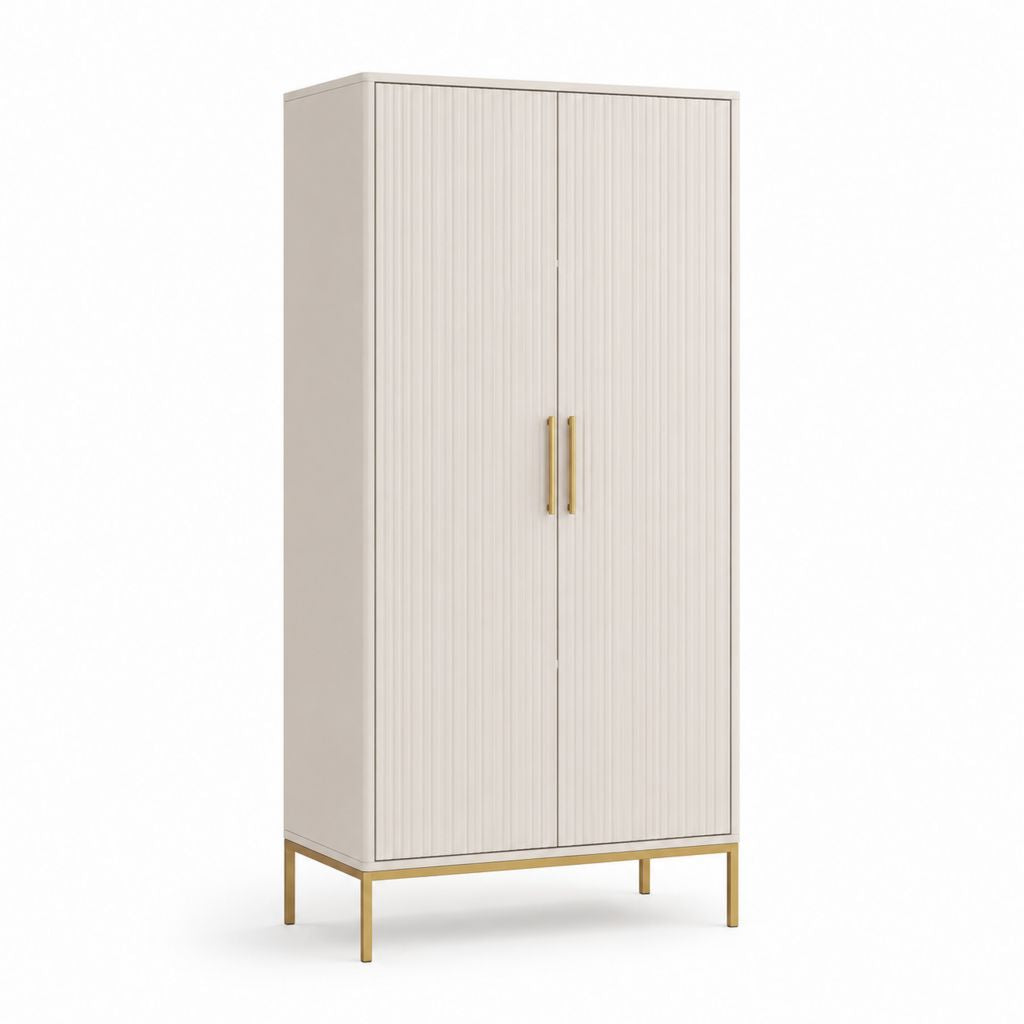 Armadio guardaroba 2 ante bianco in MDF rettangolare 80 x 45 x 180 cm