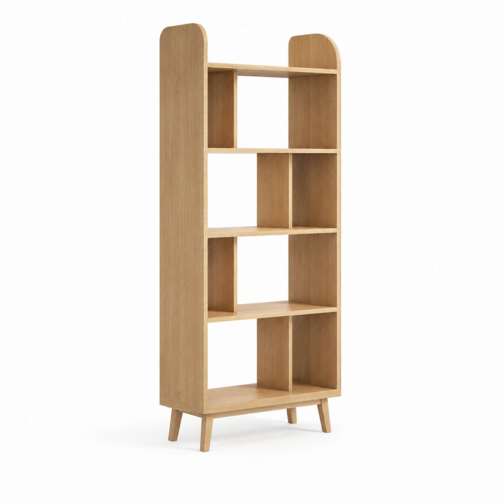 Libreria a giorno in rovere con 5 ripiani 80 x 35 x 190 cm