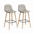 Set di 2 sgabelli da bar grigio chiaro in PU con gambe in faggio massello 50 x 54 x 100 cm