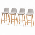 Set 4 sgabelli da bar grigio chiaro in poliestere e legno massello di faggio con schienale curvo 45 x 49 x 102 cm altezza seduta 75 cm