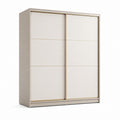 Armadio guardaroba a 2 ante scorrevoli beige in pannello truciolare melaminico 180 x 60 x 220 cm
